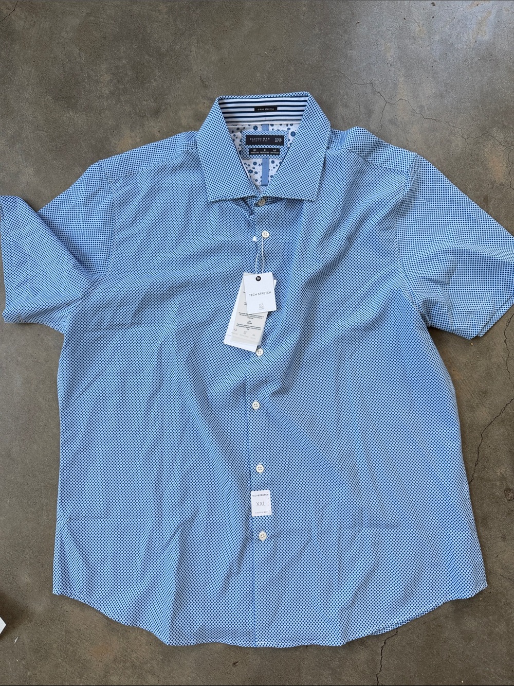 Van Heusen Light Blue Micro-Print Short-Sleeve Button-Down Shirt